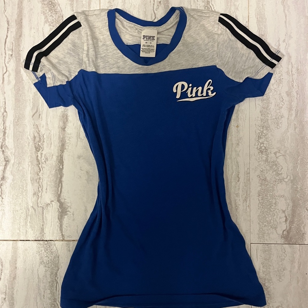 Victoria's Secret Blue and white Short Sleeve Tee